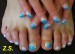 modrobílé houbičkované - nohy a ruce